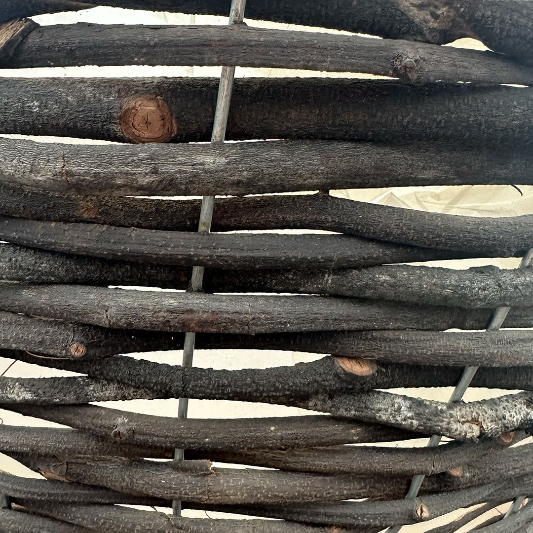 closeup of hanging basket to see the real wood