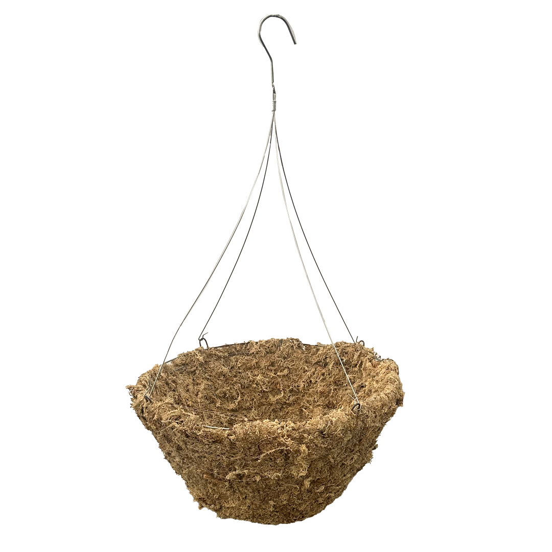 18in  sphagnum moss basket with metal hanger 