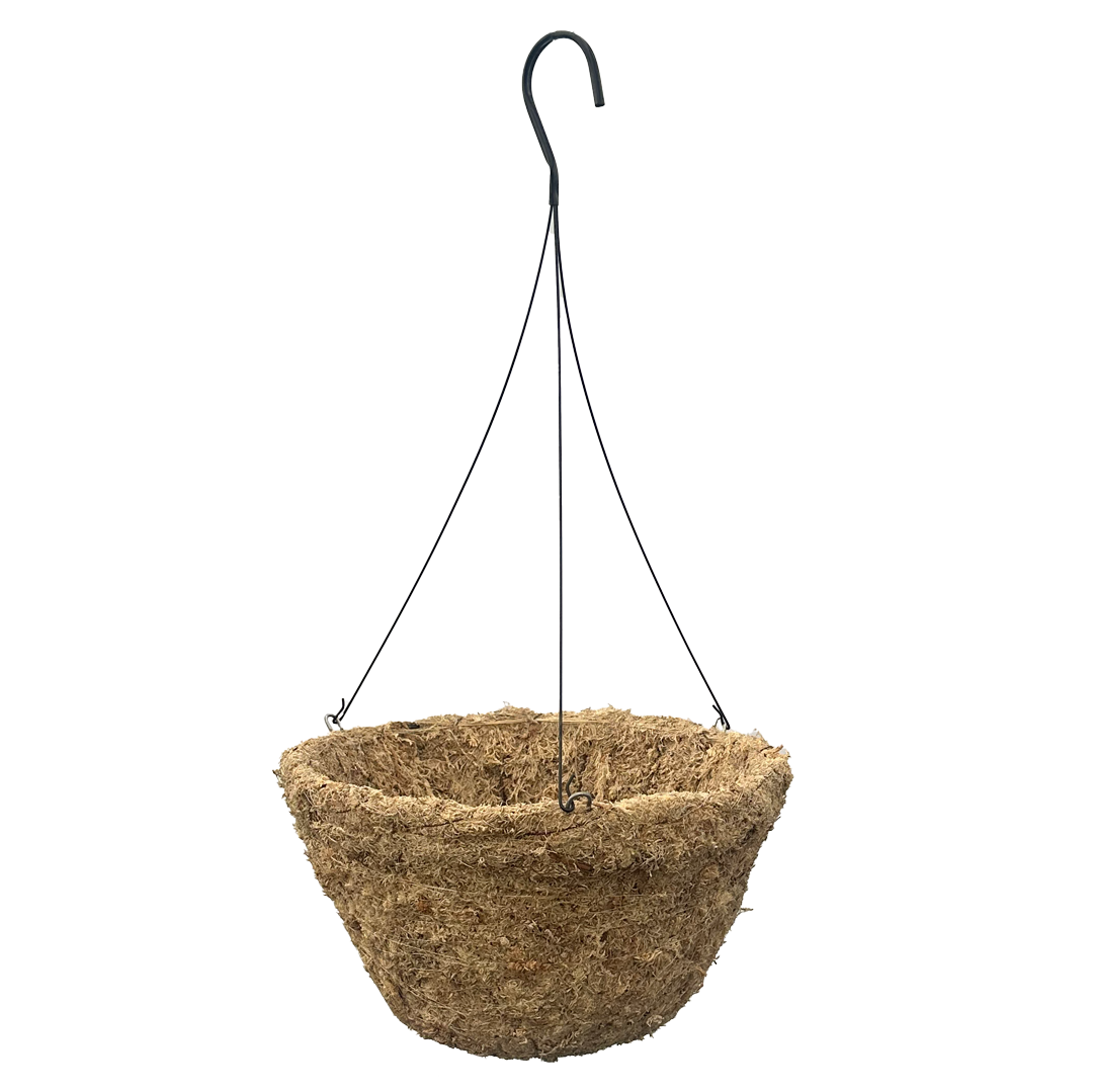 14in sphagnum moss basket with metal hanger 