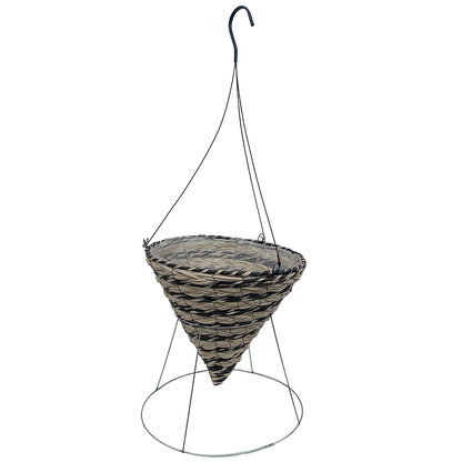 Galvanized metal cone hanging basket stand with cone hanging basket it in