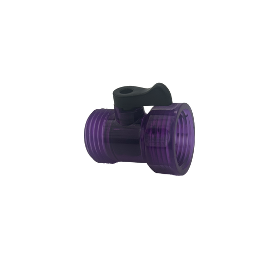 Plastic purple shut off with a black handle